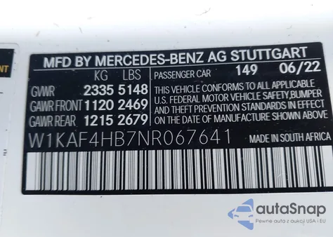 2022 Mercedes-Benz C 300 4Matic from USA, damaged, VIN W1KAF4HB7NR067641